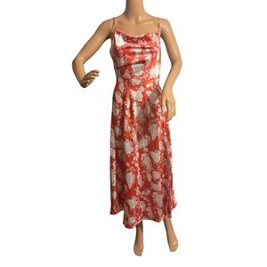 One and Only Red Floral Satin Dress Size Small